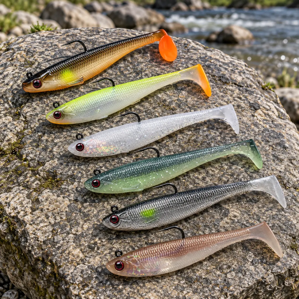TRUSCEND Shadtale — Vinis paddle tail 9 cm · 12,6 g · 6 unidades · fotografia do produto (Amazon.es)